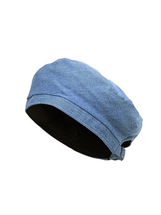 Women\'s Denim Cotton Beret Hat British Style Strap Adjustable main image 5